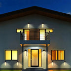 Elegant outdoor lighting and illuminated windows highlight the ORLUNE HOME LED Motion Sensor lights.