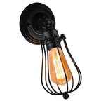 Warm yellow glow shines from exposed Edison bulb and adjustable swivel socket.