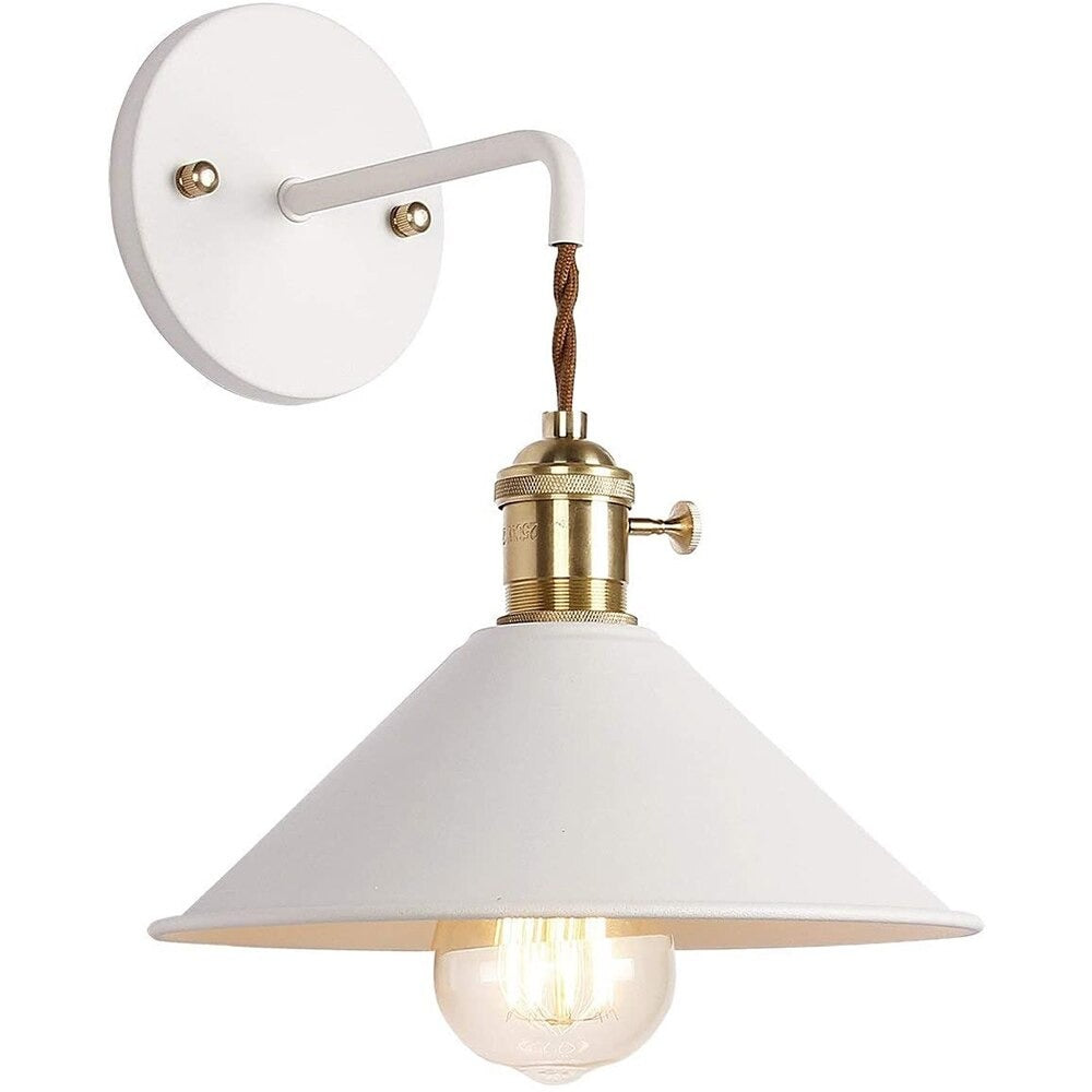 Brighten your kitchen wall with this glowing vintage LED light featuring a wide conical shade.
