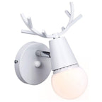 Chic reindeer-inspired wall light; frosted bulb nose softly brightens any modern space.