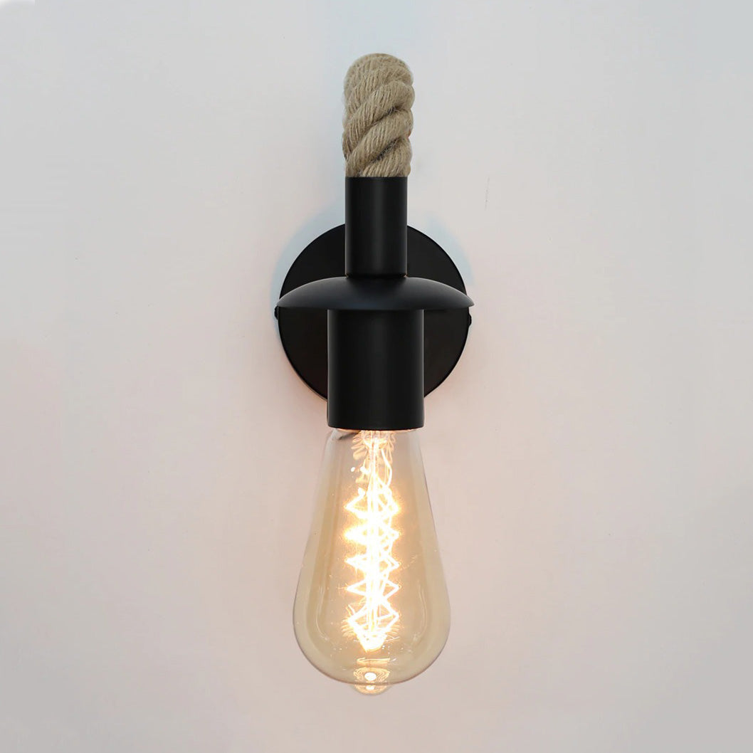 Warm Edison bulb and rope detail create cozy, industrial-inspired lighting for your space.