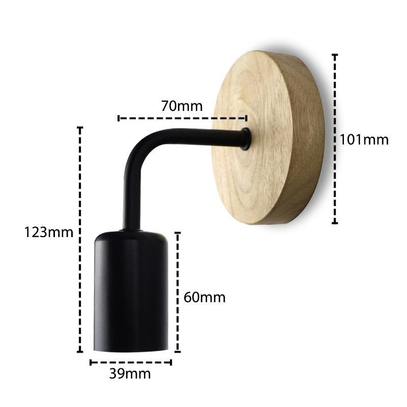 Enjoy focused, industrial-style lighting with this compact black and wooden wall light.