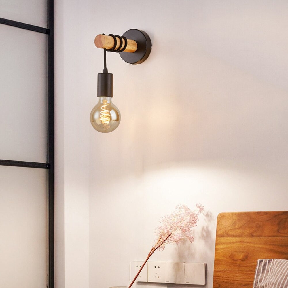 Soft, ambient light glows from the wall fixture, creating a cozy and inviting atmosphere.