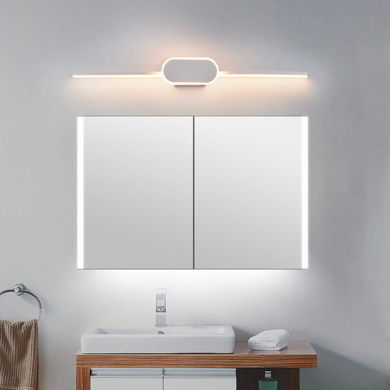 Luminaire mural LED intégré, design épuré, éclaire élégamment la salle de bain moderne.