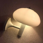 Warm glow from the table lamp pairs beautifully with the Elegant Mushroom Glass Wall Light.