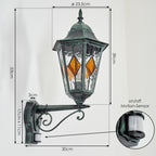 ORLUNE HOME Outdoor Light provides sensor-activated illumination through amber/clear glass panels.